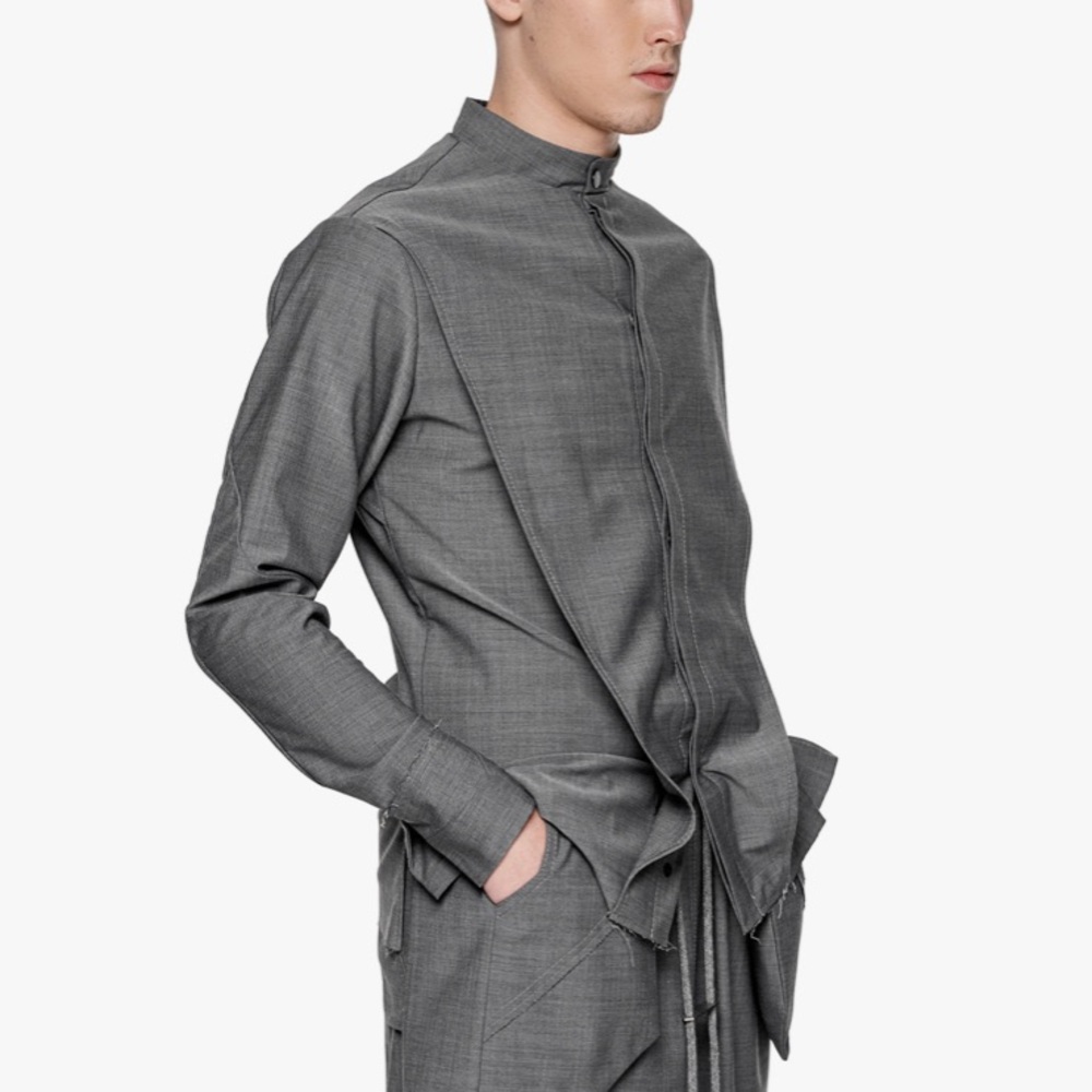 Minoár Hexagon Wool Construct Layered Shirt